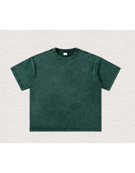 Loose Short-Length Washed Distressed Short-Sleeve Top