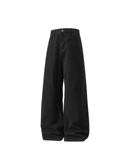 Twill Slightly Wide-Leg Loose-Fit Straight-Cut Casual Pants